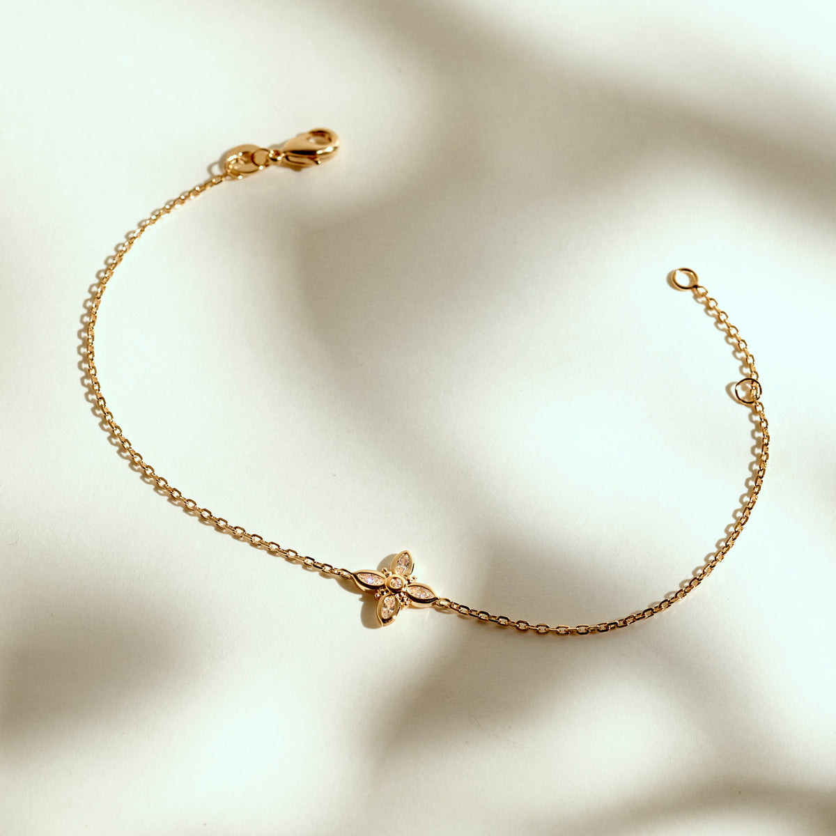 Bracelet Trefle plaque or