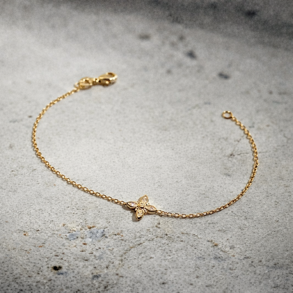 Bracelet Trefle plaque or