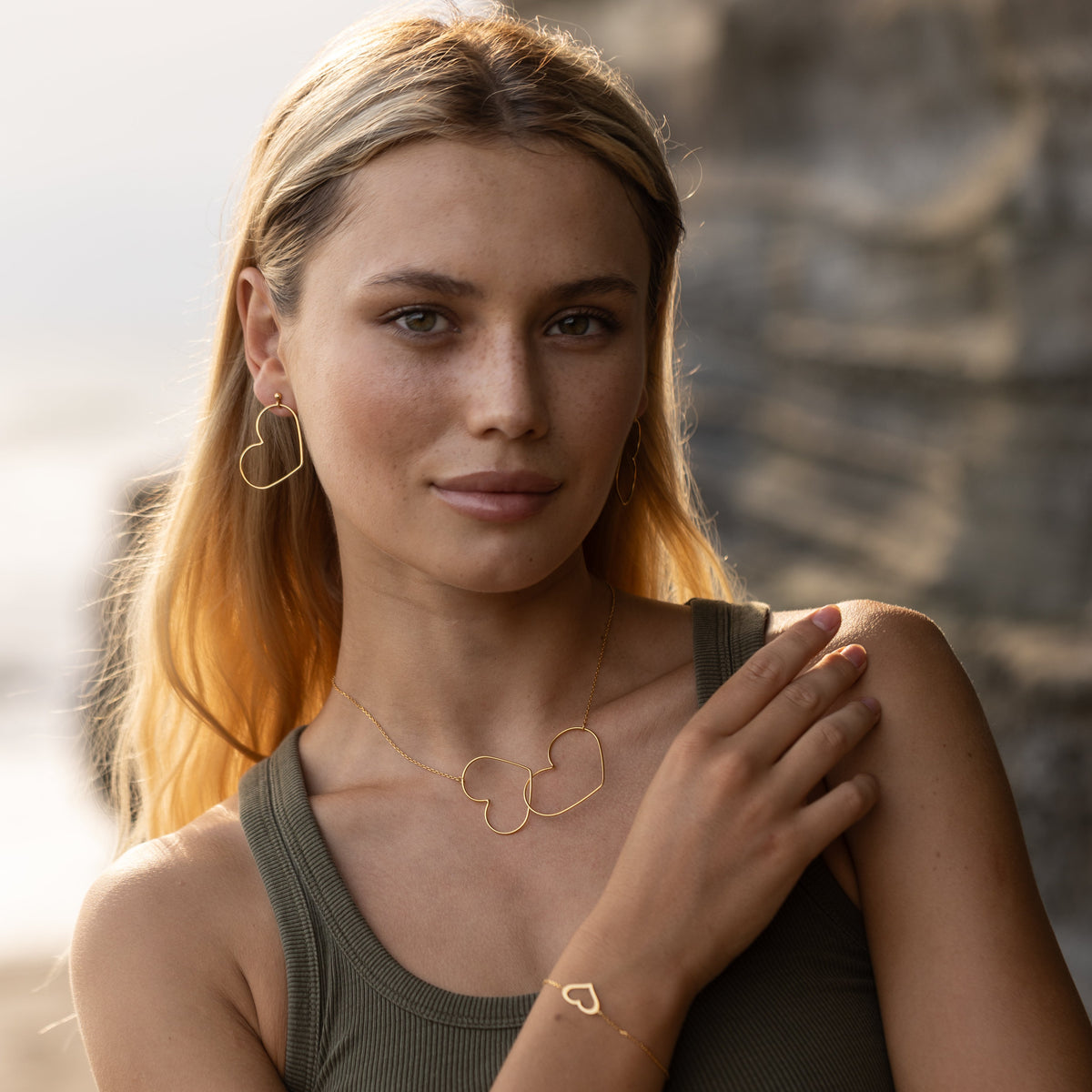 Boucles d’oreilles Coeur "Perle" plaqué Or