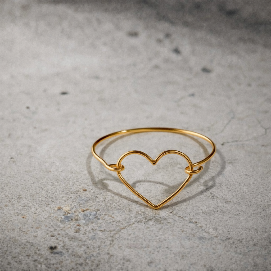 Bracelet Coeur "Perle Rigide" Plaqué Or