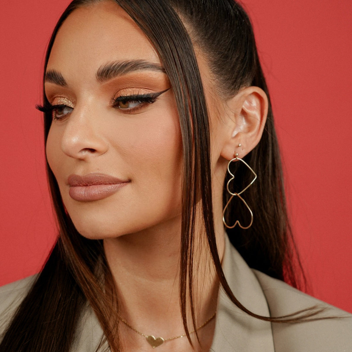 Boucle d’oreille Coeur « Perle entrelacé » plaqué or