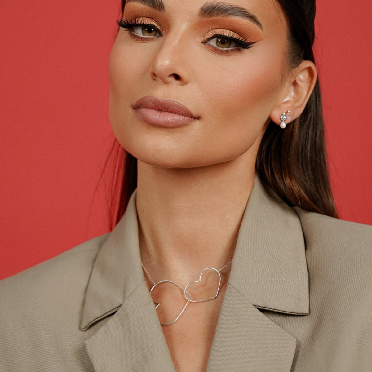 Collier Coeur "Perle Entrelacé" Argent