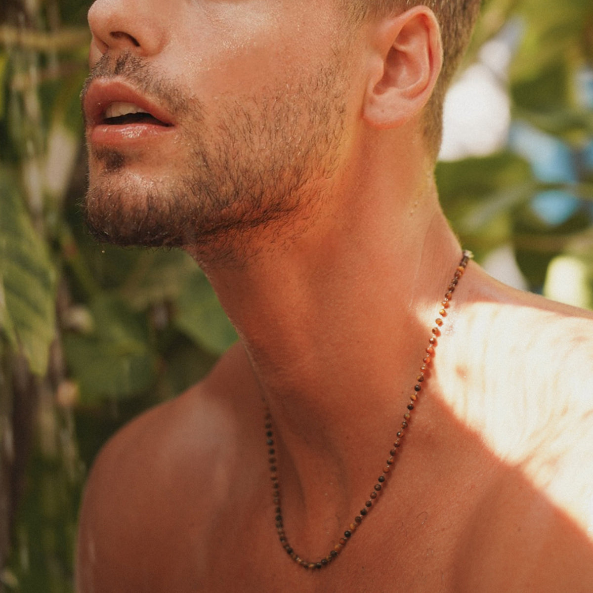 Collier pierre oeil de tigre homme