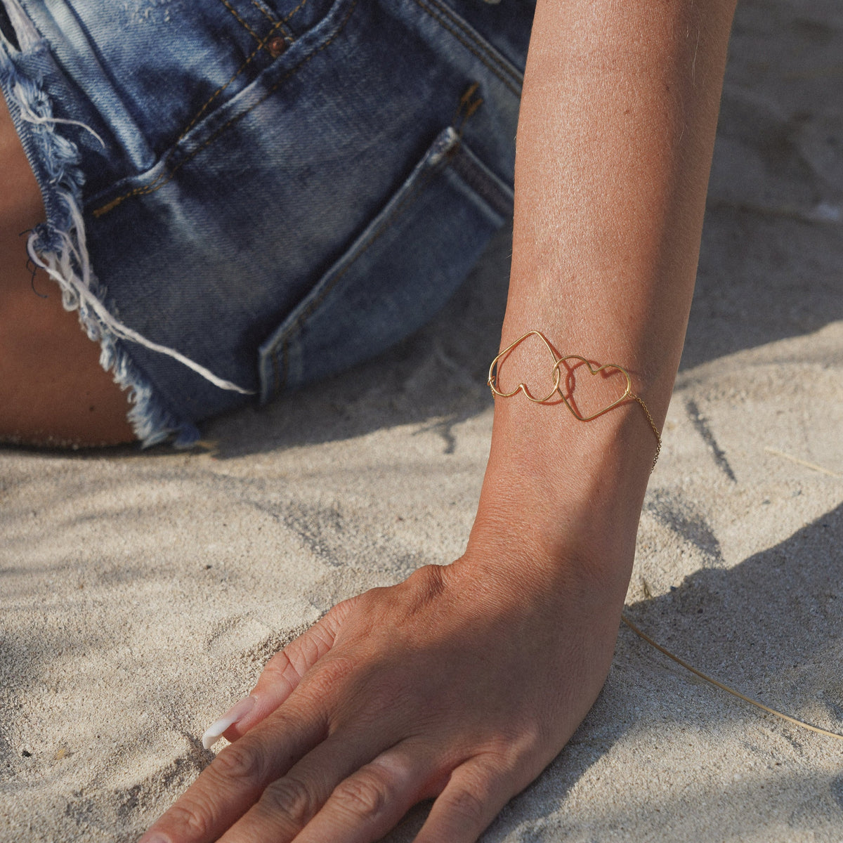 Bracelet Coeur Perle entrelacé plaqué or