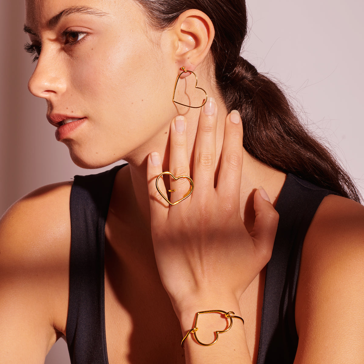 Bracelet Coeur "Perle Rigide" Plaqué Or