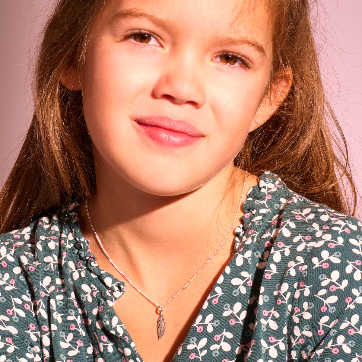 Collier Unisex "Mini plume" argent