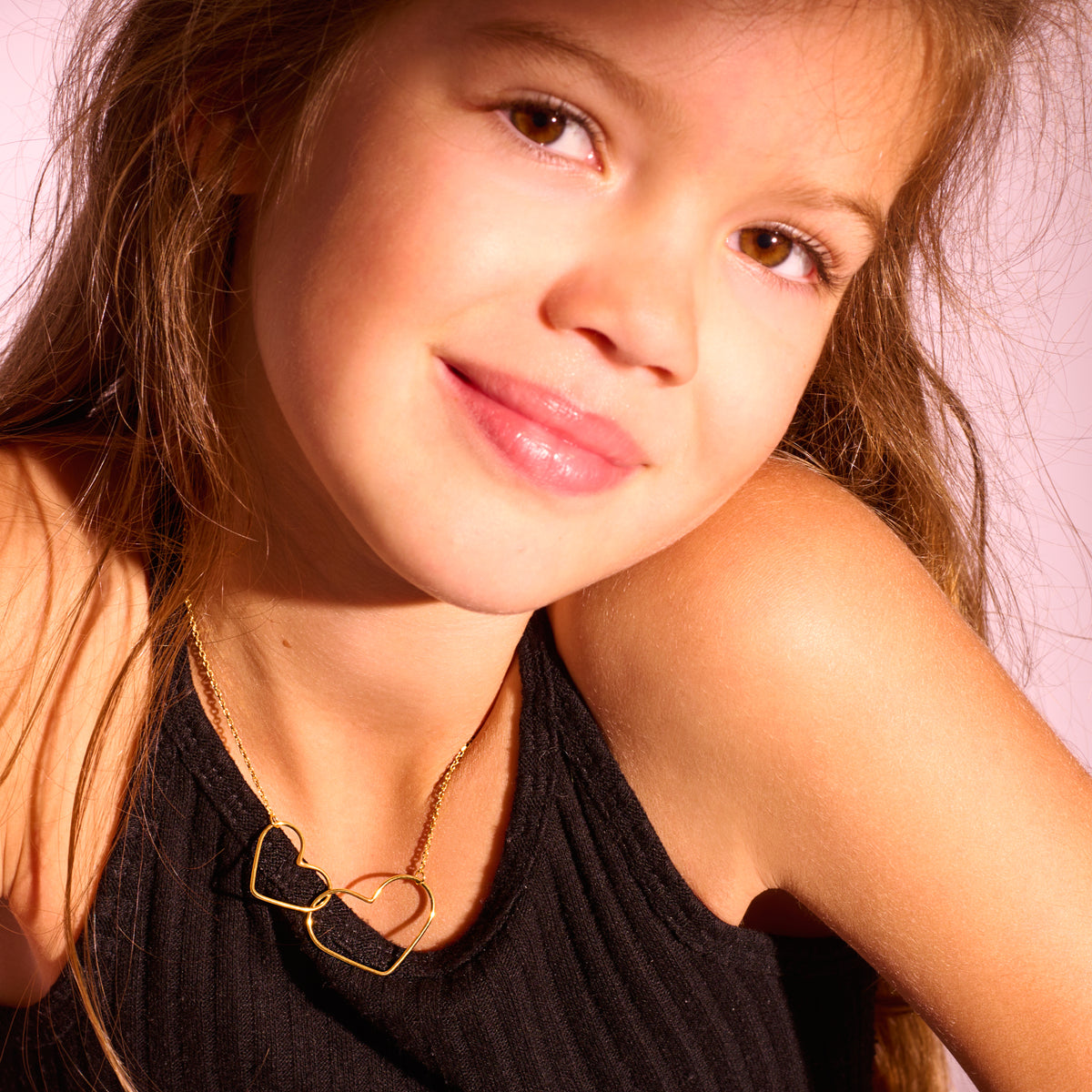 Collier Coeur Fille "Perle Entrelacé" plaqué Or