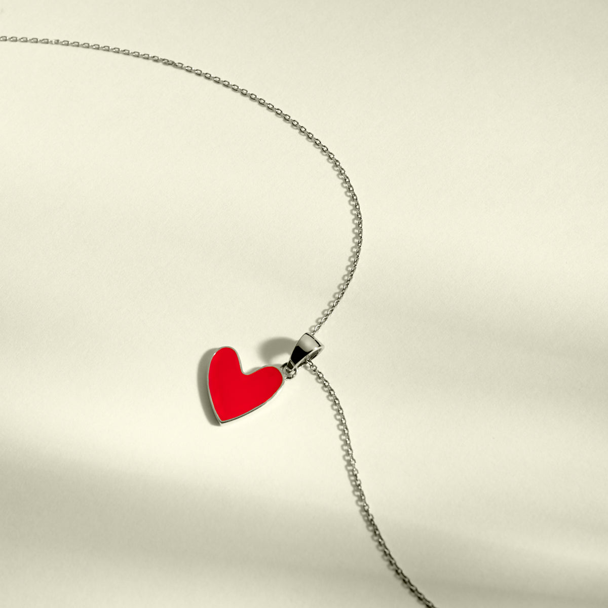 Collier Coeur rouge argent