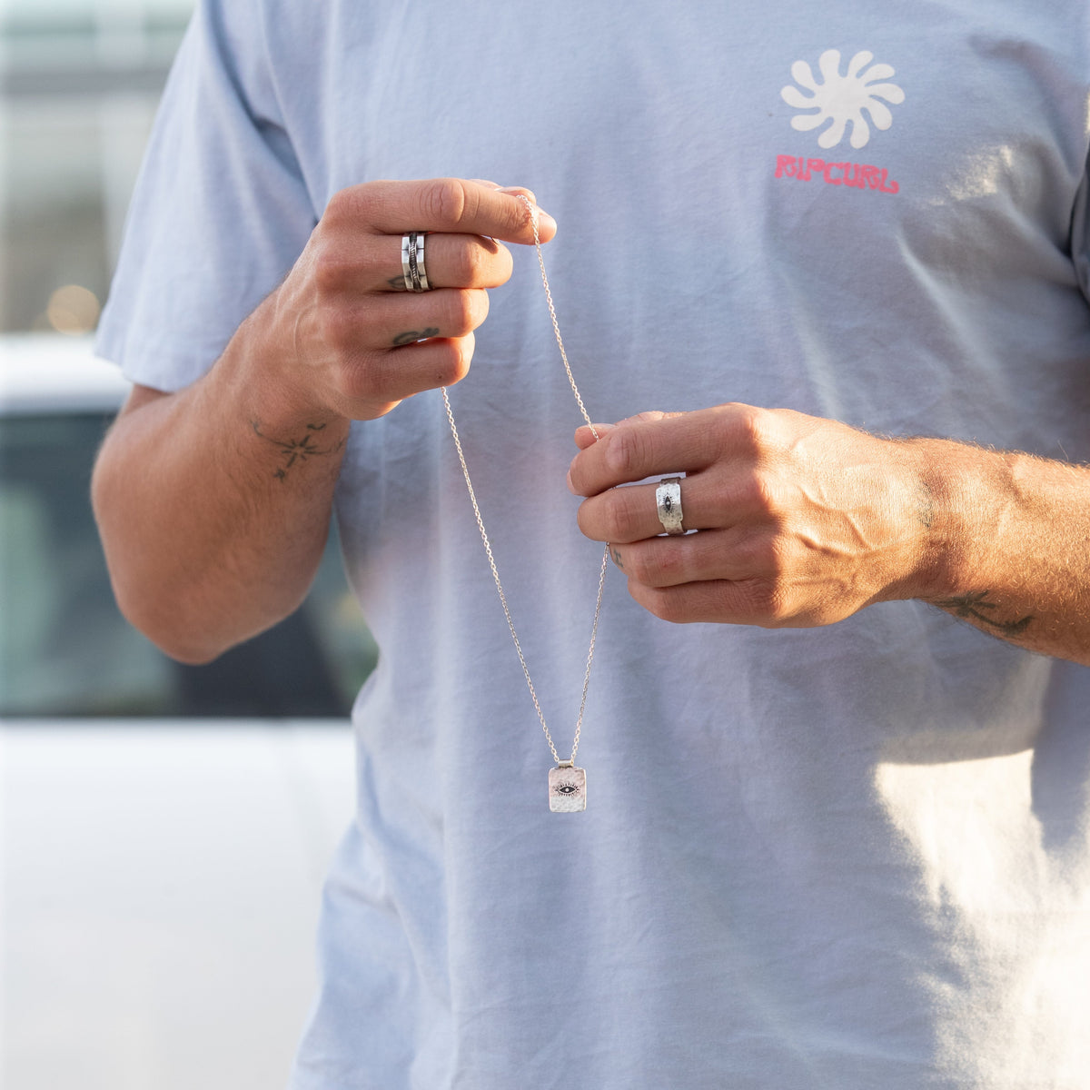 Collier Eye homme argent