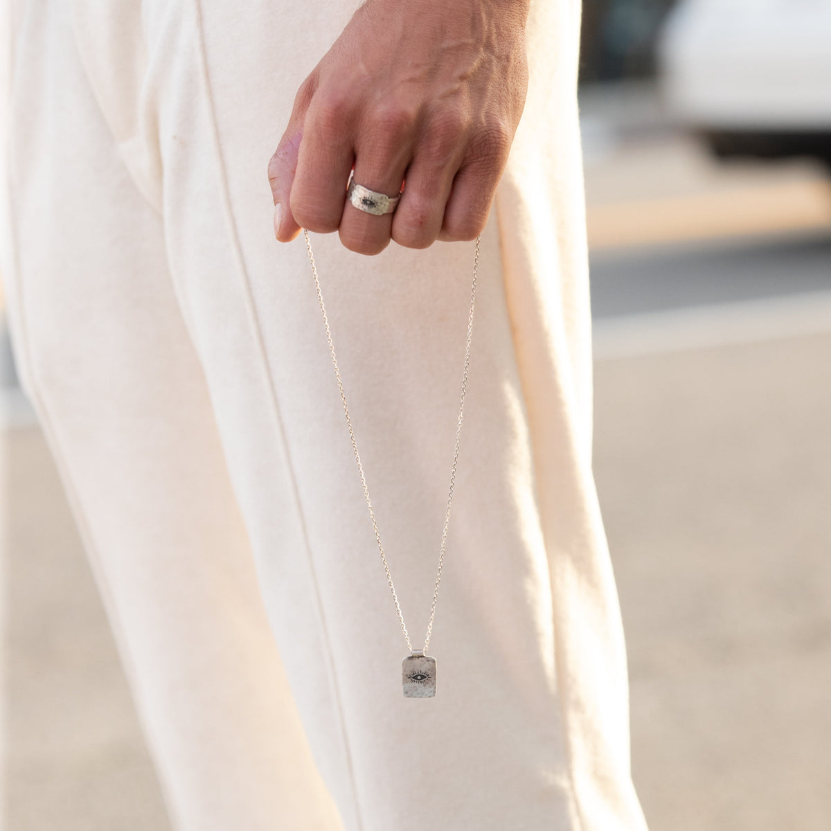 Collier Eye homme argent