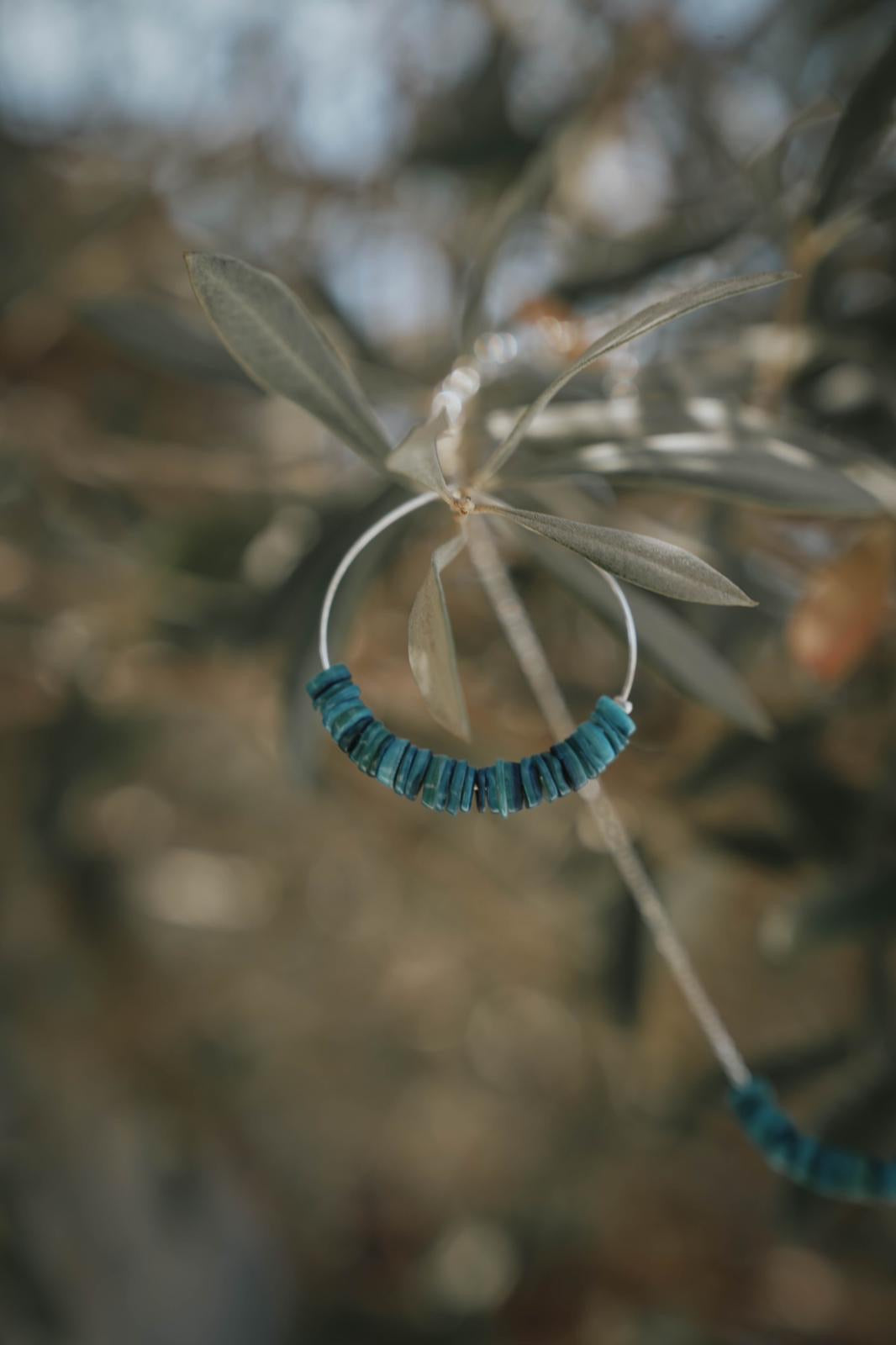Boucles d’Oreilles Créoles Bleu argent - LES FÉLINES PARIS