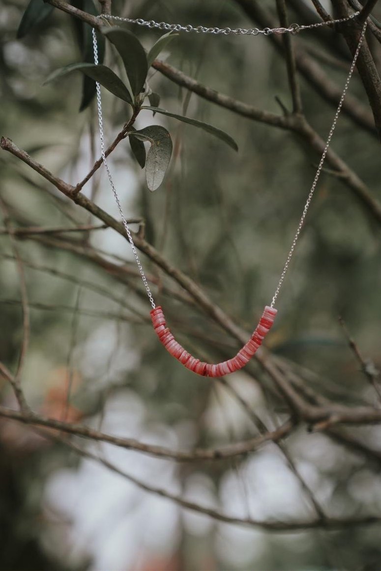 Collier Nacre Rose Argent - LES FÉLINES PARIS