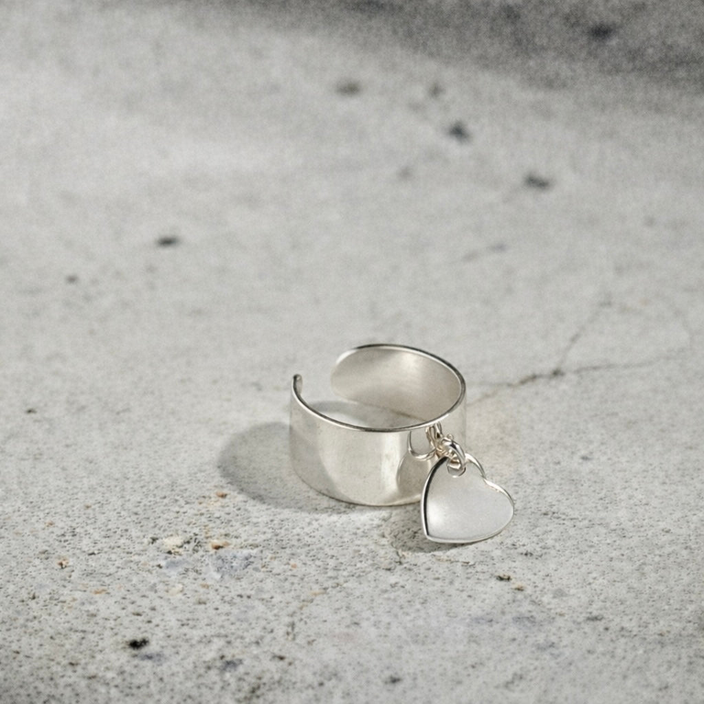 Bague Coeur "Perle" argent