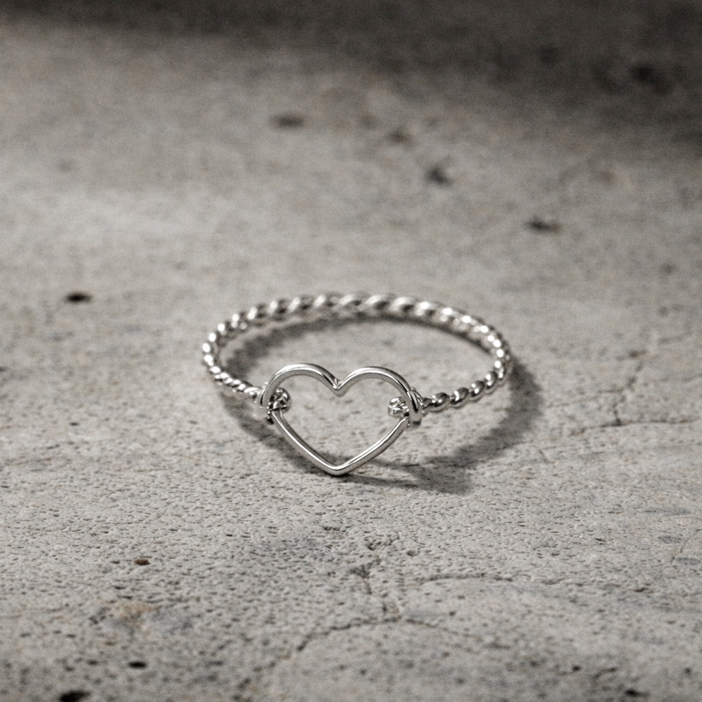 Bague Coeur « Perle Torsadé » argent