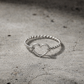 Bague Coeur « Perle Torsadé » argent