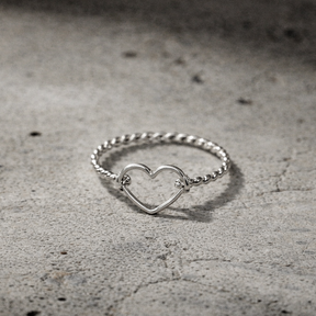 Bague Coeur « Perle Torsadé » argent