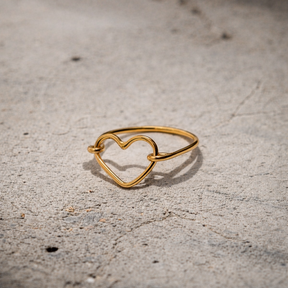 Bague Coeur « Perle » rigide plaqué Or