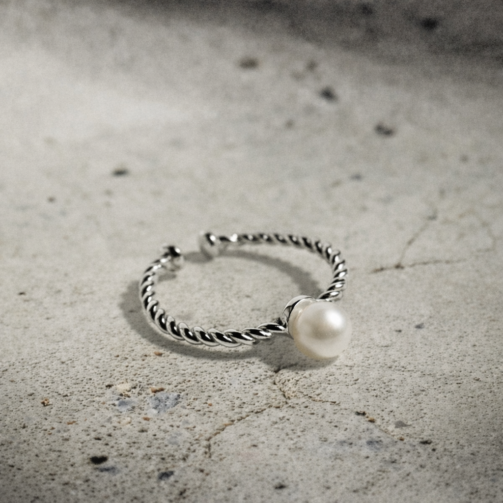 Bague Perle blanche argent