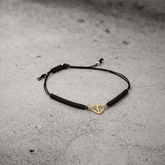 Bracelet cordon noir Peace x Les Félines plaqué or