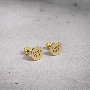 Boucle d'oreille F*ck Off plaque or