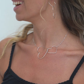 Collier Coeur "Perle Entrelacé" Argent