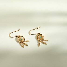 Boucles d'oreilles attrape-rêve plaqué or