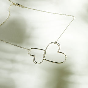 Collier Coeur "Perle Entrelacé" Argent - LES FÉLINES PARIS