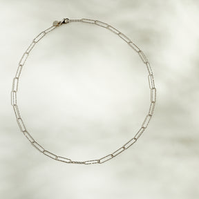 Collier « trombone » argent diamanté. - LES FÉLINES PARIS